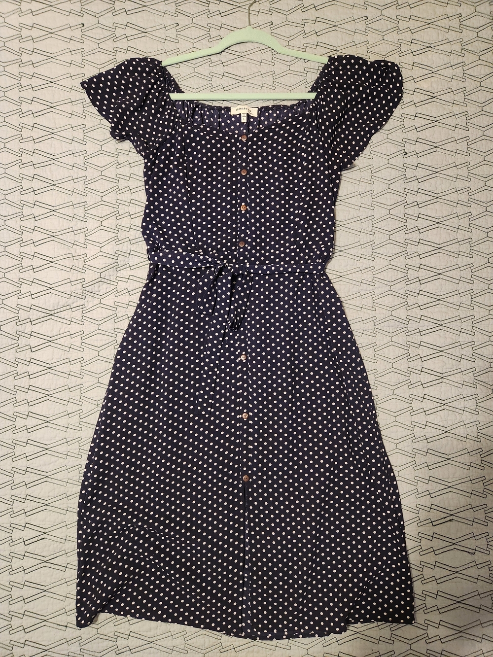 Monteau Polka Dot Button-Front Midi Dress